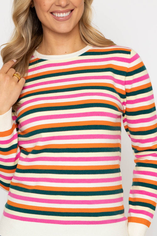 Carraig Donn Ss26 Soft Touch Stripe Crew Orange