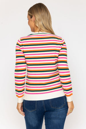 Carraig Donn Ss26 Soft Touch Stripe Crew Orange