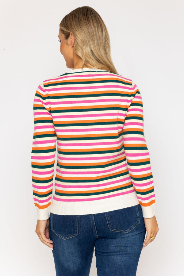 Carraig Donn Ss26 Soft Touch Stripe Crew Orange