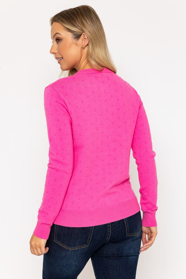 Carraig Donn Ss26 Texture Polka Dot Crew Pink