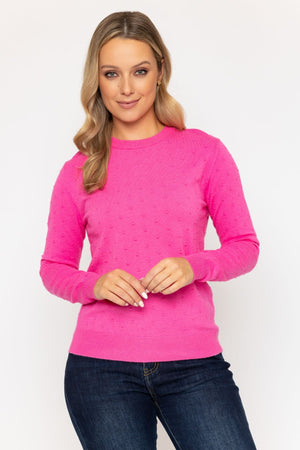 Carraig Donn Ss26 Texture Polka Dot Crew Pink