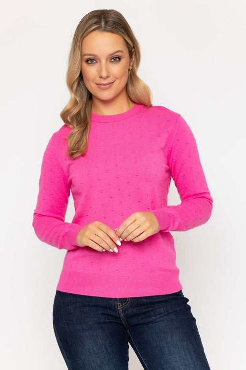 Textured Polka Dot Jumper in Pink