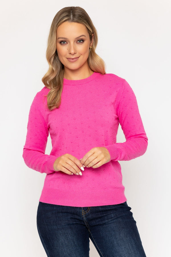 Carraig Donn Ss26 Texture Polka Dot Crew Pink
