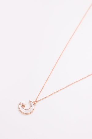 Star and Moon Necklace in Rose Gold