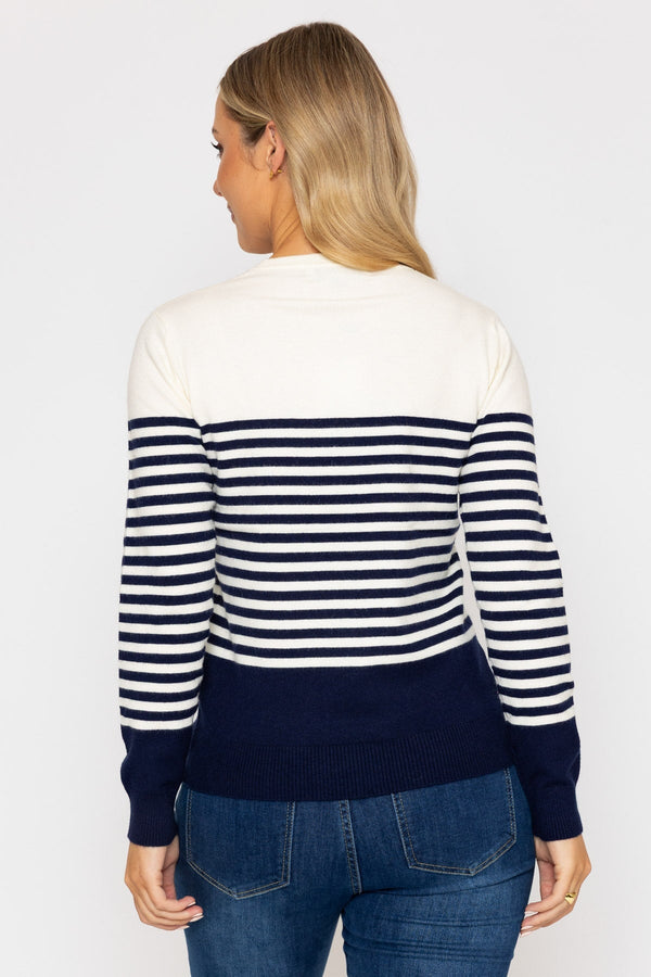 Carraig Donn Star Stripe Knit Jumper in Navy