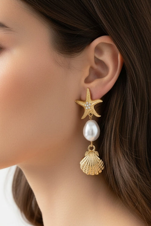 Starfish And Shell Earrings