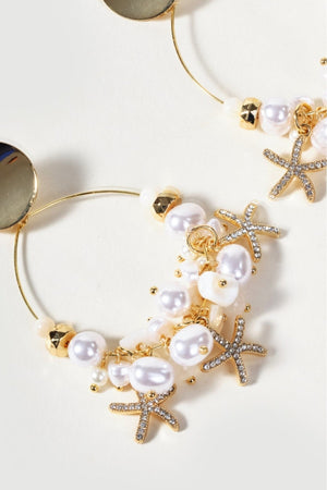 Carraig Donn Starfish Faux Pearl Hoop Earrings