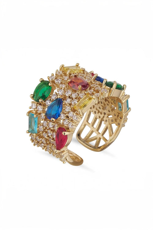 Statement Multi Coloured Ring - Size 7