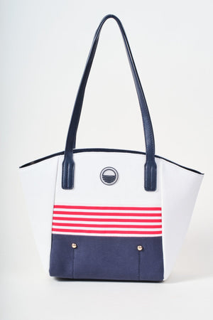 Carraig Donn Stripe Detail White Canvas Tote Bag