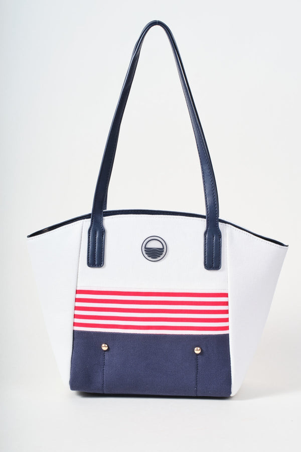 Carraig Donn Stripe Detail White Canvas Tote Bag