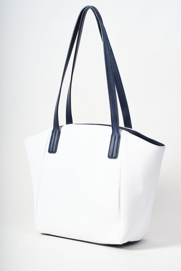 Carraig Donn Stripe Detail White Canvas Tote Bag