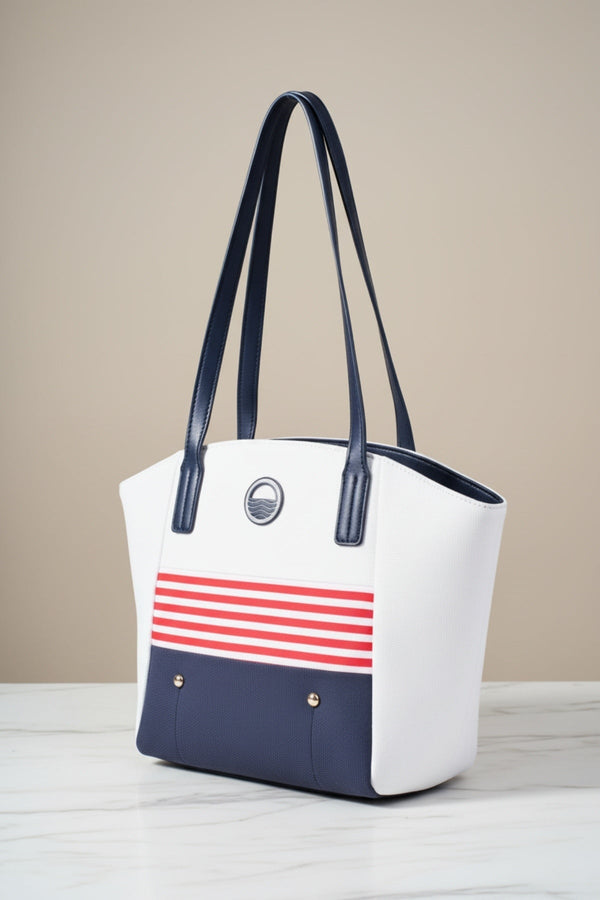 Carraig Donn Stripe Detail White Canvas Tote Bag