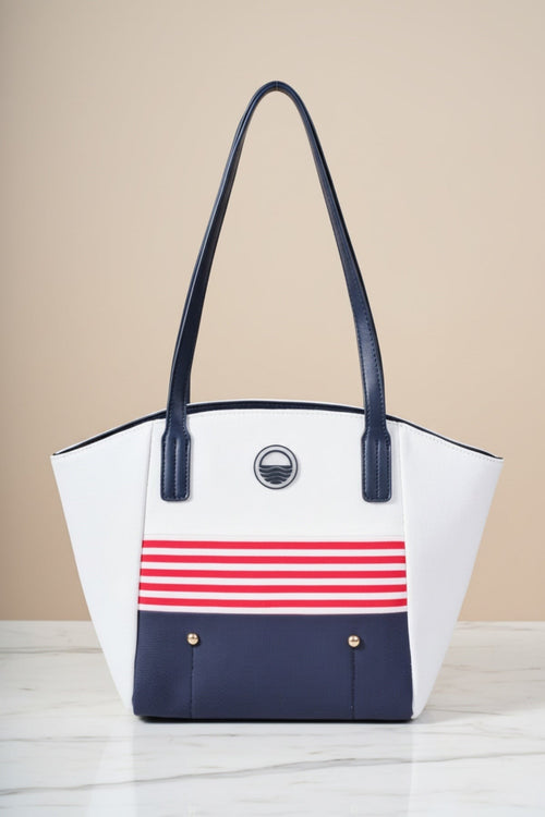 Carraig Donn Stripe Detail White Canvas Tote Bag