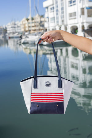 Carraig Donn Stripe Detail White Canvas Tote Bag