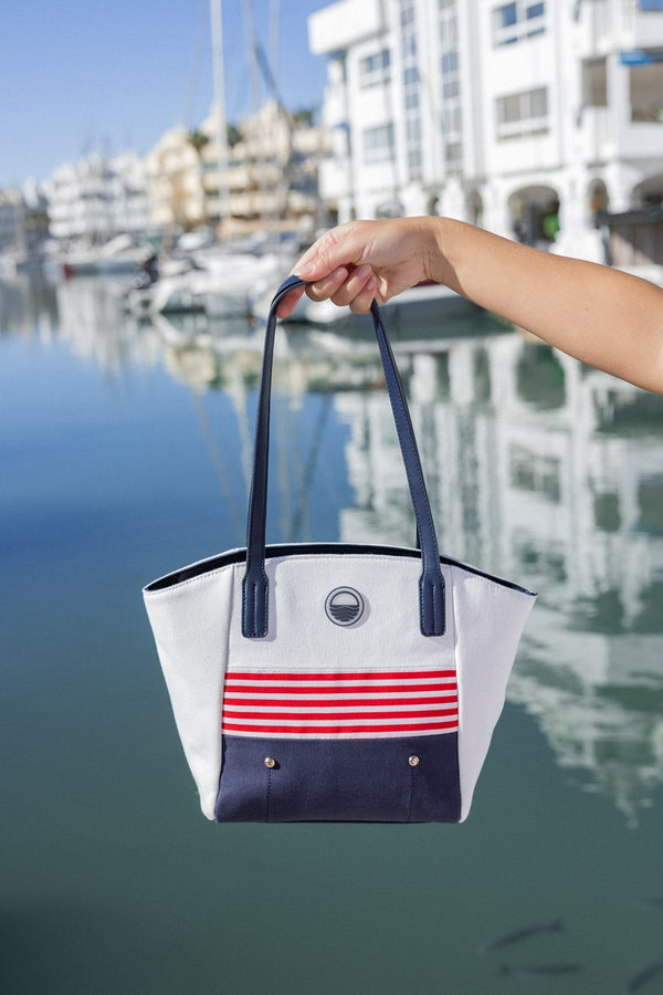 Carraig Donn Stripe Detail White Canvas Tote Bag
