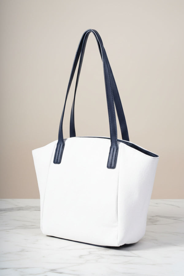 Carraig Donn Stripe Detail White Canvas Tote Bag