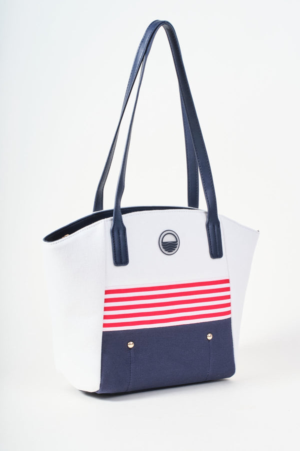Carraig Donn Stripe Detail White Canvas Tote Bag