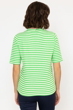 Carraig Donn Stripe Jersey Top in Green
