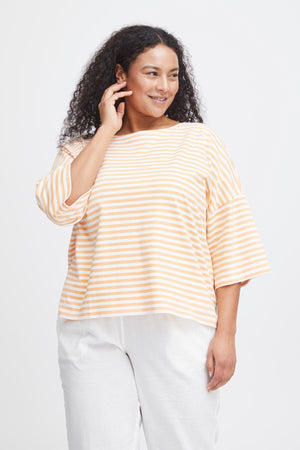 Striped Cotton T-Shirt in Orange