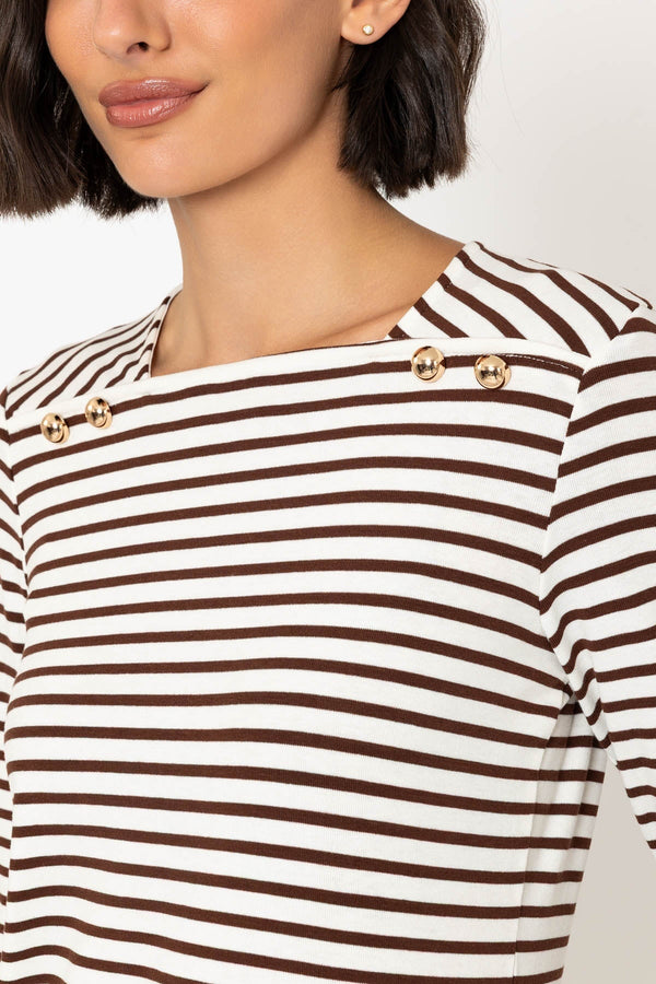 Carraig Donn Striped Long Sleeve Top in Brown