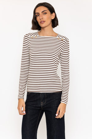 Carraig Donn Striped Long Sleeve Top in Brown