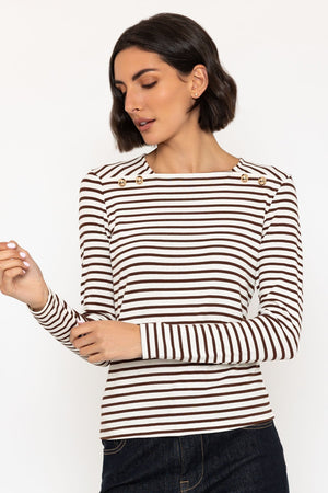 Carraig Donn Striped Long Sleeve Top in Brown