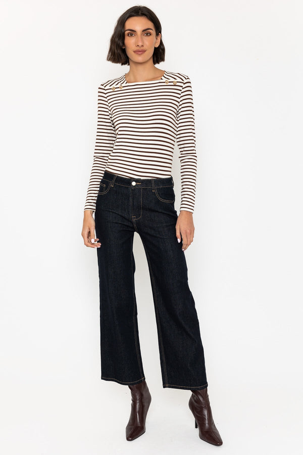Carraig Donn Striped Long Sleeve Top in Brown