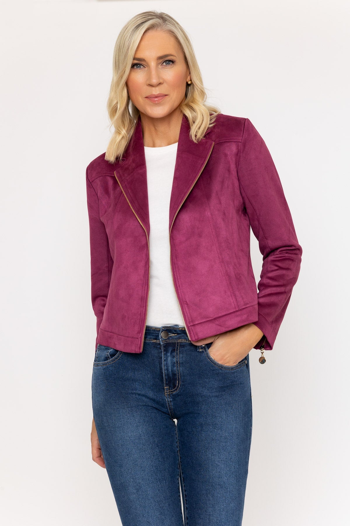Suede Camilla Jacket in Burgundy