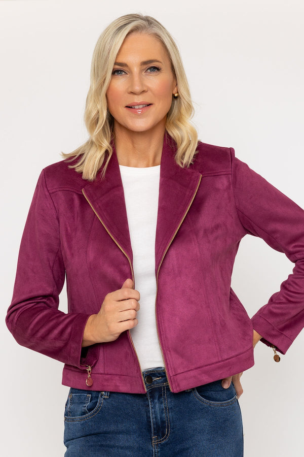 Carraig Donn Suede Camilla Jacket in Burgundy
