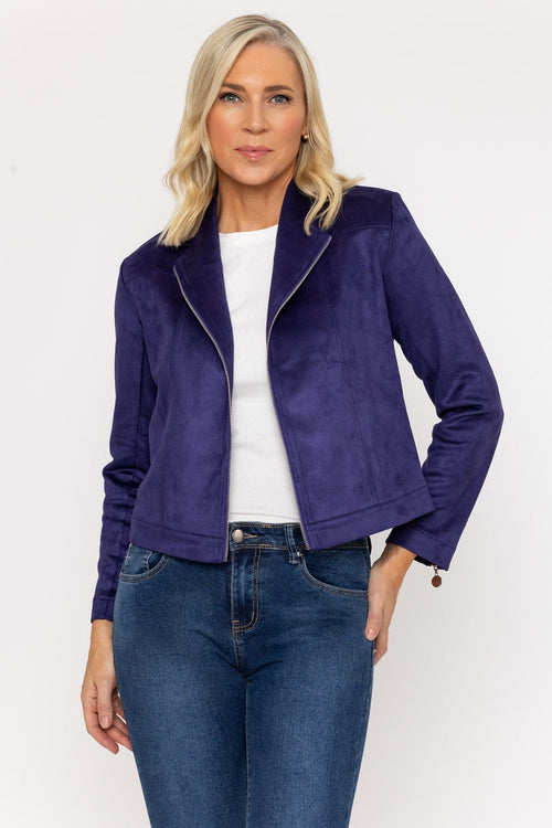 Suede Camilla Jacket in Navy