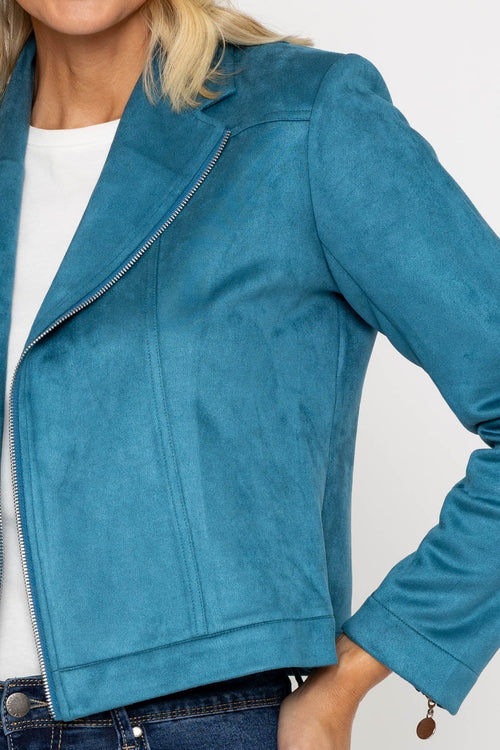 Carraig Donn Suede Camilla Jacket in Teal