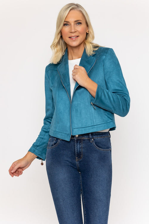 Suede Camilla Jacket in Teal