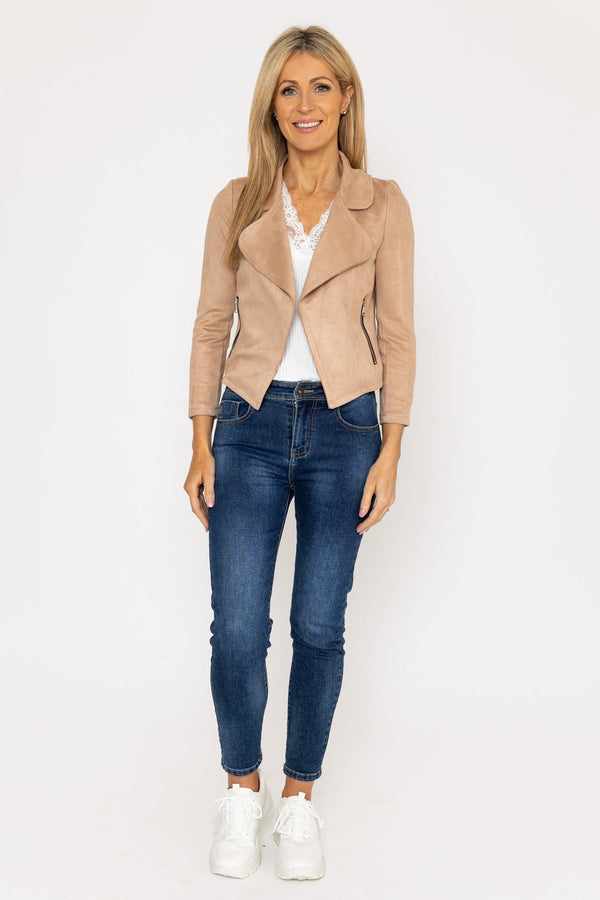 Carraig Donn Suede Cover Up Jacket in Beige