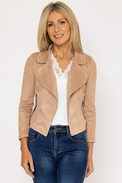 Carraig Donn Suede Cover Up Jacket in Beige
