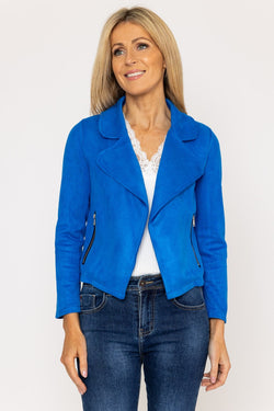 Carraig Donn Suede Cover Up Jacket in Blue
