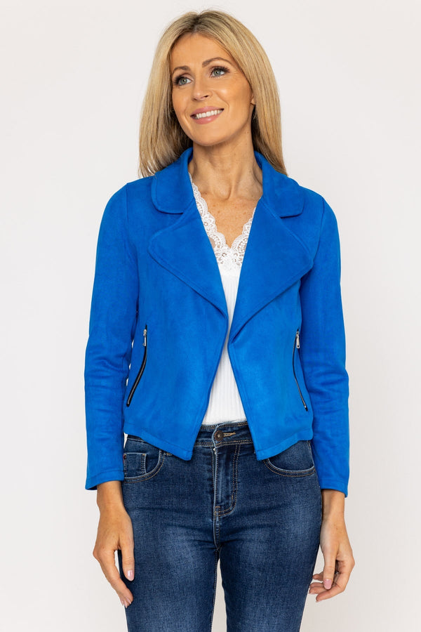 Carraig Donn Suede Cover Up Jacket in Blue