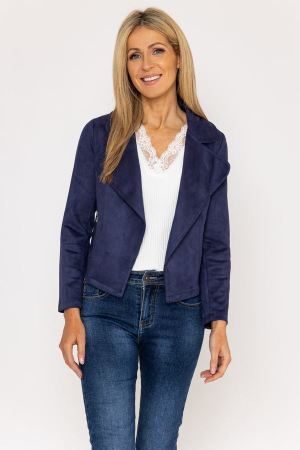 Carraig Donn Suede Cover Up Jacket in Navy