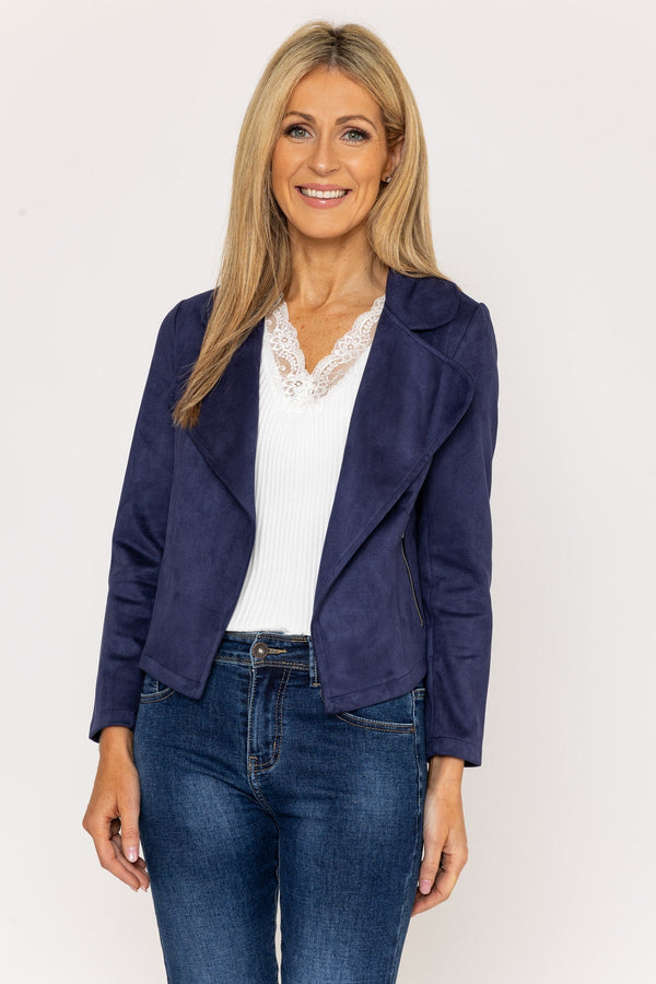 Carraig Donn Suede Cover Up Jacket in Navy