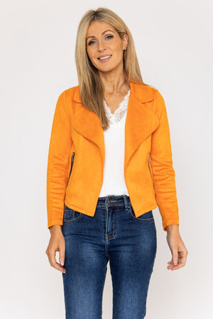 Suede Cover Up Jacket in Orange