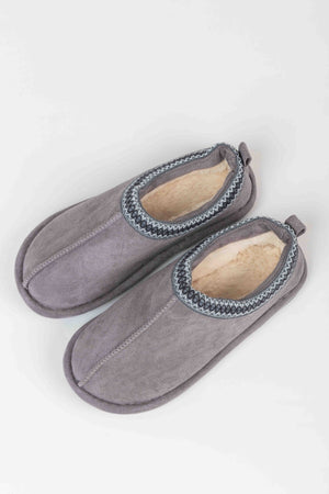 Suedette Mule Slippers in Grey