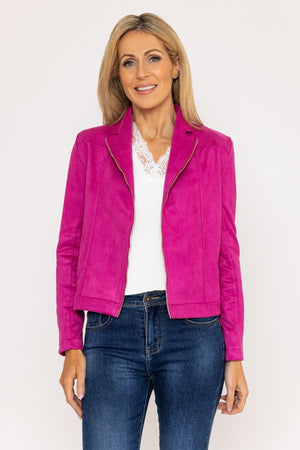 Suedette Zip Jacket in Pink