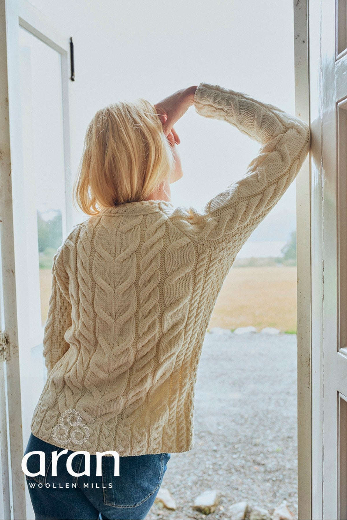 ニット/セーター Carraig donn #aran woollen mills Unisex Aran Sweater in Cream - Aran Woolen Mills | Carraig Donn