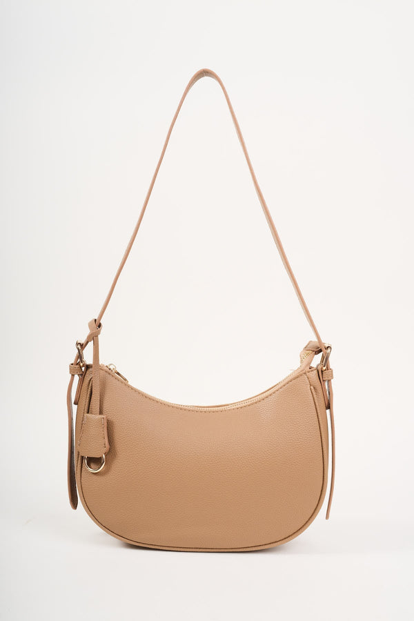 Carraig Donn Tag Crescent Shoulder Bag in Beige