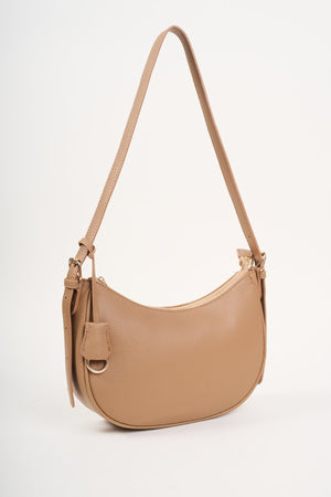 Carraig Donn Tag Crescent Shoulder Bag in Beige