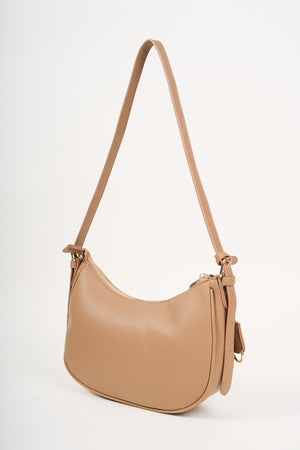 Carraig Donn Tag Crescent Shoulder Bag in Beige