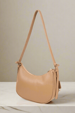 Carraig Donn Tag Crescent Shoulder Bag in Beige
