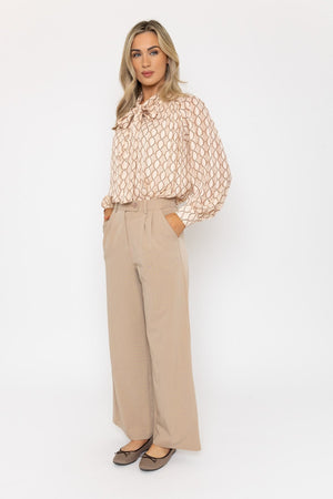 Carraig Donn Tailored Wide Leg Trouser in Camel