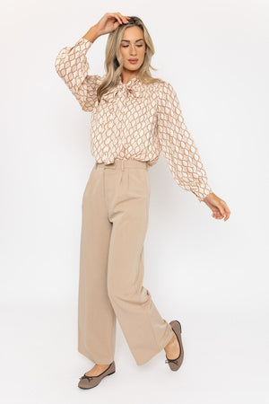 Carraig Donn Tailored Wide Leg Trouser in Camel