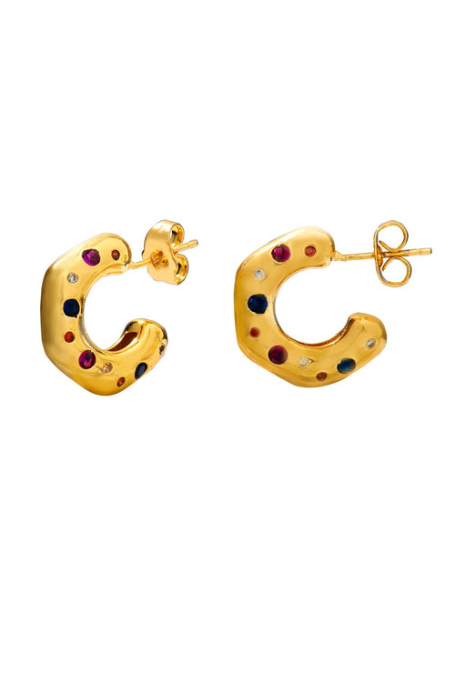 Talia Multi Colour Gold Hoop Earrings