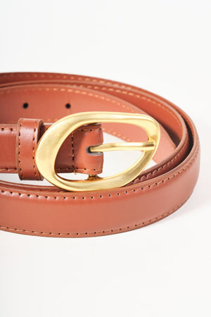 Carraig Donn Tan Brown Round Buckle Belt - Size M/L